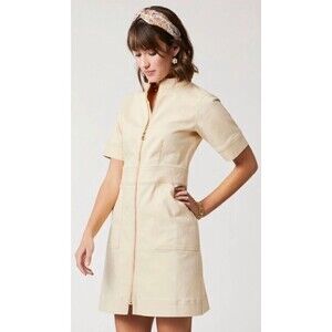 NWT Spartina 449 Nevie Denim Jean Dress Wheat Cream yellow Beige Size L